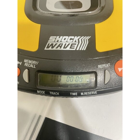 Vintage PANASONIC SHOCK WAVE Portable CD Player Yellow Black SL-SW405 Charger - Picture 12 of 12